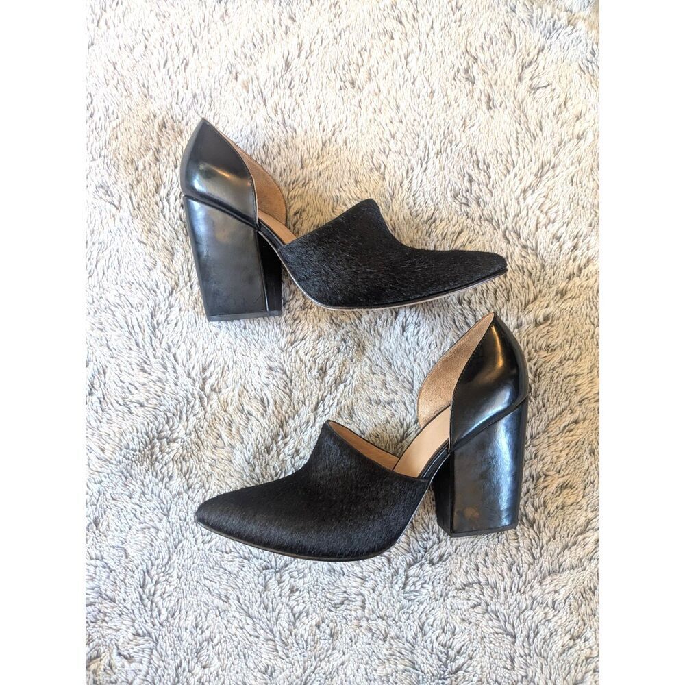 Huma Blanco Black Willa Heels Calf Hair Pumps Size 39